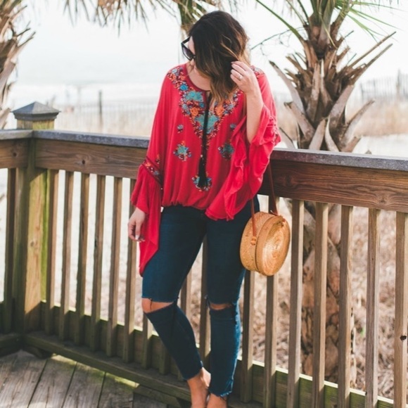 Free People embroidered blouse NWOT - Picture 1 of 5